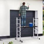Idmarket Échafaudage aluminium échelle multifonction avec plateforme modulable sur roues hauteur 165 ... Idmarket Échafaudage aluminium échelle multifonction avec plateforme modulable sur roues hauteur 165 ...