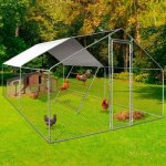 Idmarket enclos poulailler 12 m 4x3 m avec grand perchoir 4 niveaux en bois acier galvanis
