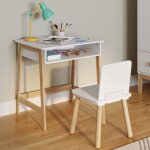 Idmarket ensemble bureau + 1 chaise enfant anatole avec niche blanc et bois