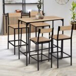 Idmarket ensemble table haute de bar detroit 100 cm et 4 chaises de bar design industriel Idmarket ensemble table haute de bar detroit 100 cm et 4 chaises de bar design industriel