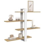 Idmarket etag�re murale avec �tag�res coulissantes ora 4 niveaux fa�on h�tre et blanc