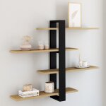 Idmarket etag�re murale avec �tag�res coulissantes ora 4 niveaux fa�on h�tre et noir