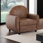 Idmarket fauteuil club vintage gaston marron fonc effet vieilli