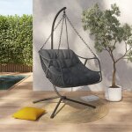 Idmarket fauteuil suspendu relax loa ajour� effet rotin gris avec coussin gris