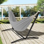 Idmarket hamac avec support mtal et toile gris clair