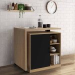 Idmarket ilot rotatif polo meuble de bar pivotant 2 en 1 imitation hêtre porte noire Idmarket ilot rotatif polo meuble de bar pivotant 2 en 1 imitation hêtre porte noire