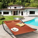 Idmarket lit bain de soleil 180 cm avec toile terracotta et structure gris fonc