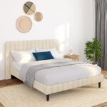 Idmarket lit double annie avec tête de lit et sommier 140 x 190 cm velours beige Idmarket lit double annie avec tête de lit et sommier 140 x 190 cm velours beige