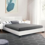 Idmarket lit double charlotte avec tête de lit et sommier 160 x 200 cm pvc blanc Idmarket lit double charlotte avec tête de lit et sommier 160 x 200 cm pvc blanc
