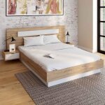 Idmarket lit double santa avec tête de lit + tables de chevet intégrées et sommier 140 x 190 cm bois ... Idmarket lit double santa avec tête de lit + tables de chevet intégrées et sommier 140 x 190 cm bois ...