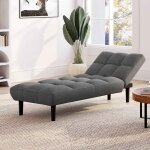 Idmarket mridienne clic clac salome capitonne 80 x 180 cm tissu gris anthracite