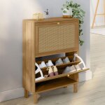 Idmarket meuble � chaussures 12 paires hanae 2 portes effet naturel cannage