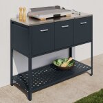 Idmarket meuble de cuisine ext�rieure pareo 3 portes avec 1 �tag�re en acier gris anthracite