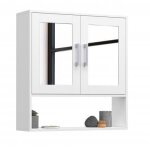 Idmarket meuble de rangement suspendu avec miroir pour salle de bain waldo blanc