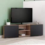 Idmarket meuble tv 110 cm dangle eli bois faon htre portes noires