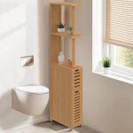 Idmarket meuble wc 2 portes bambou bea avec tagres