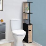 Idmarket meuble wc étagère bois willy 2 portes noir et hêtre Idmarket meuble wc étagère bois willy 2 portes noir et hêtre