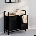 Idmarket panier  linge 2 bacs detroit tissu noir design industriel