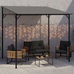 Idmarket pergola adoss�e 4 pieds 23 x 24 m tonnelle de jardin en acier avec toile gris anthracite