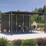 Idmarket pergola bioclimatique lames orientables acier 3x4 m avec persiennes verticales gris anthracite ...
