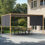 Idmarket pergola coulissante 2 pans 3x4 m belv�d�re de jardin effet bois toile gris anthracite