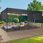 Idmarket pergola coulissante 2 pans 3x6 m belvdre de jardin toile gris anthracite