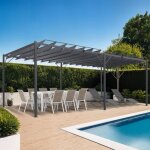 Idmarket pergola lames orientables 3x6 m gris anthracite Idmarket pergola lames orientables 3x6 m gris anthracite
