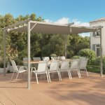 Idmarket pergola toit r�tractable 4 pieds 3x4 m tonnelle structure beige et toile beige