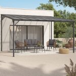 Idmarket pergola toit rigide en polycarbonate 3x4 m gris anthracite
