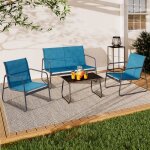 Idmarket salon de jardin bas malaga 4 places avec canapé fauteuils et table bleu canard Idmarket salon de jardin bas malaga 4 places avec canapé fauteuils et table bleu canard