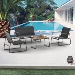 Idmarket salon de jardin bas malaga 4 places avec canapé fauteuils et table noir et bois Idmarket salon de jardin bas malaga 4 places avec canapé fauteuils et table noir et bois
