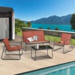 Idmarket salon de jardin bas malaga 4 places avec canapé fauteuils et table terracotta Idmarket salon de jardin bas malaga 4 places avec canapé fauteuils et table terracotta