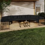 Idmarket salon de jardin bas rio 12 places salon dangle structure m�tal noir et cordage effet rotin avec ...