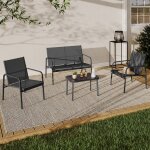 Idmarket salon de jardin bas tolede 4 places avec canap� fauteuils et table gris anthracite