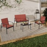 Idmarket salon de jardin bas tolede 4 places avec canap� fauteuils et table terracotta