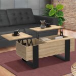 Idmarket table basse 2 plateaux relevables phoenix bois noir et faon htre