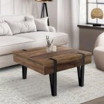 Idmarket table basse carrée austria 1 tiroir bois pied épingle Idmarket table basse carrée austria 1 tiroir bois pied épingle