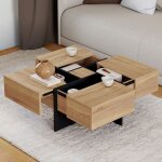 Idmarket table basse carrée talia avec tiroirs bois et noir Idmarket table basse carrée talia avec tiroirs bois et noir