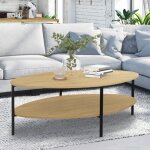 Idmarket table basse ovale double plateau detroit design industriel Idmarket table basse ovale double plateau detroit design industriel