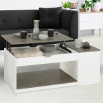 Idmarket table basse plateau relevable rectangulaire elea avec coffre bois blanc et effet béton Idmarket table basse plateau relevable rectangulaire elea avec coffre bois blanc et effet béton