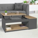 Idmarket table basse plateau relevable rectangulaire elea avec coffre bois gris et faon htre