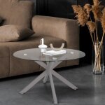 Idmarket table basse ronde alix pied araigne 70 cm plateau verre pied acier effet chrom