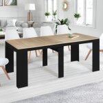 Idmarket table console extensible orlando 10 personnes 235 cm bois noir et faon htre