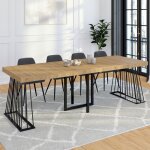 Idmarket table console extensible yuna 10 personnes 235 cm plateau bois et pied filaire en m�tal noir ...