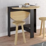Idmarket table console pliable ronde edi 2 - 4 personnes bois noir plateau fa�on h�tre 103 x 76 cm