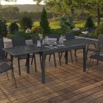 Table de jardin extensible rectangulaire madrid 135 - 270 cm 8 - 12 personnes gris anthracite