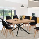 Idmarket table  manger carre alix 8 personnes pied araigne bois et noir 120 cm