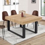 Idmarket table à manger carrée phoenix 6 personnes bois et noir 120 cm Idmarket table à manger carrée phoenix 6 personnes bois et noir 120 cm