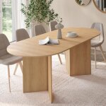 Idmarket table  manger extensible ovale marthe 6 - 10 personnes bois faon htre 160 - 200 cm