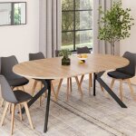 Idmarket table  manger extensible ronde alix 4 - 10 personnes pied araigne bois et noir 110 - 200 cm ...